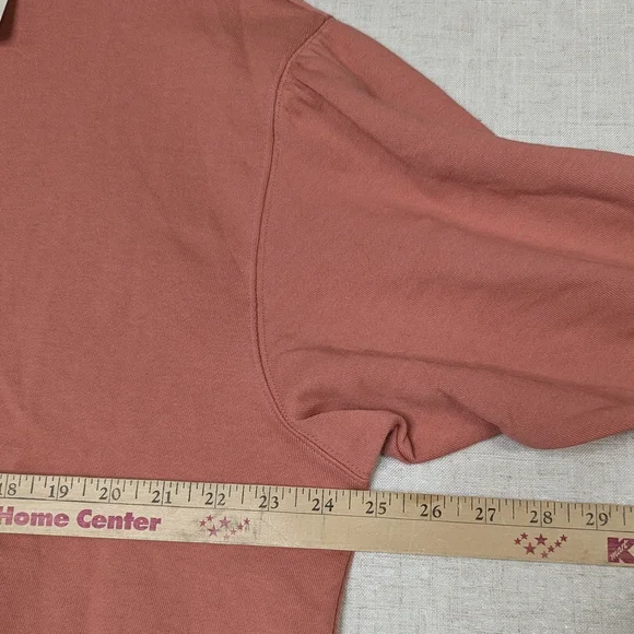 NWT Terra & Sky Plus Size 0X 14W Puff Sleeve French Terry Sweatshirt Coral Pink - Picture 7 of 10
